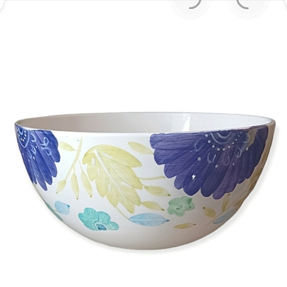 KIM.PARKER Mint Trellis Purple Serving/Fruit Bowl hand-painted NWT